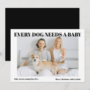 Elke Hond Heeft Een Baby Zwangerschapsaankondiging Feestdagenkaart