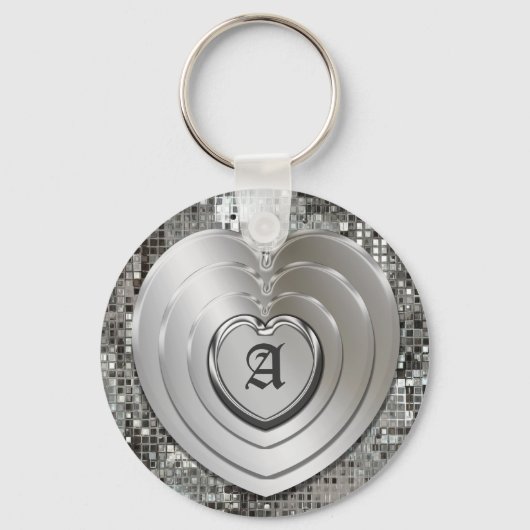 Elke Initiaal Zilver Harten Sleutelhanger (Voorkant)