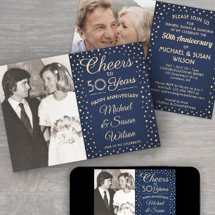 ELKE Jubileum 2 Foto Cheers Marineblauw en Goud Fe Kaart