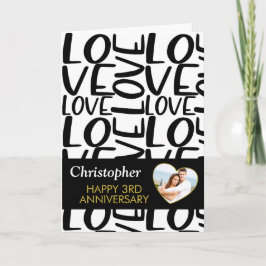 Elke Jubileum Black Love Text Heart Foto Kaart