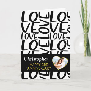 Elke Jubileum Black Love Text Heart Foto Kaart