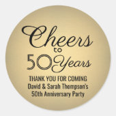 ELKE Jubileum Cheers Zwart en Goud Nep Folie Ronde Sticker (Voorkant)