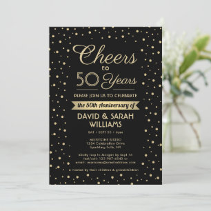ELKE Jubileum Geluks Wensen Zwart & Goud Confetti Kaart