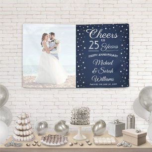 ELKE jubileum proost foto marineblauw en wit Spandoek