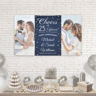 Elke jubileum viering 2 foto navyblauw en wit spandoek
