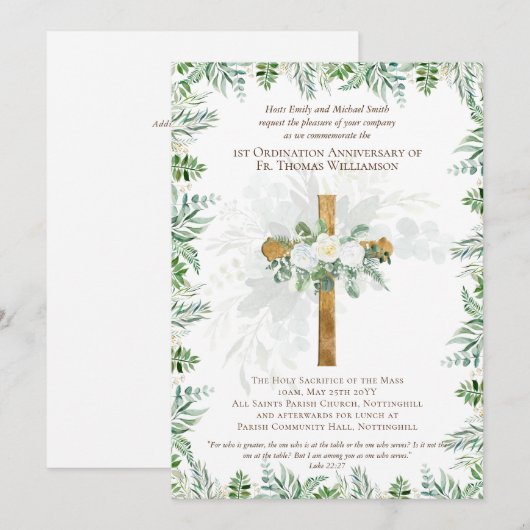 Elke jubileumuitnodiging voor wijding rustiek hout (Voorkant / Achterkant)