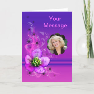 Elke kaart met paarse bloemen