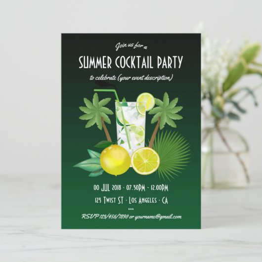 Elke keer dat een zomercocktails wordt uitgenodigd kaart (Staand voorkant)