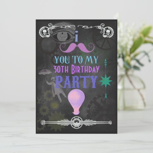 Elke keer dat Steampunk Chalkboard Party wordt uit Kaart (Staand voorkant)
