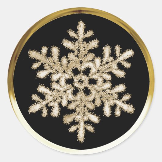 Elke kleur Achtergrond Gold Crystal Snowflake Seal Ronde Sticker (Voorkant)