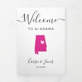 Elke kleur Alabama bruiloft welkom reisroute brief Drieluik Programma (Cover)