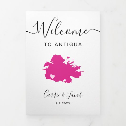 Elke kleur Antigua bruiloft tas Welkom Route Drieluik Programma (Cover)