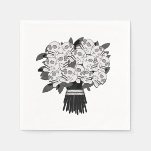 Elke kleur* Boeket van Schedelrozen Zwart & Wit Servet