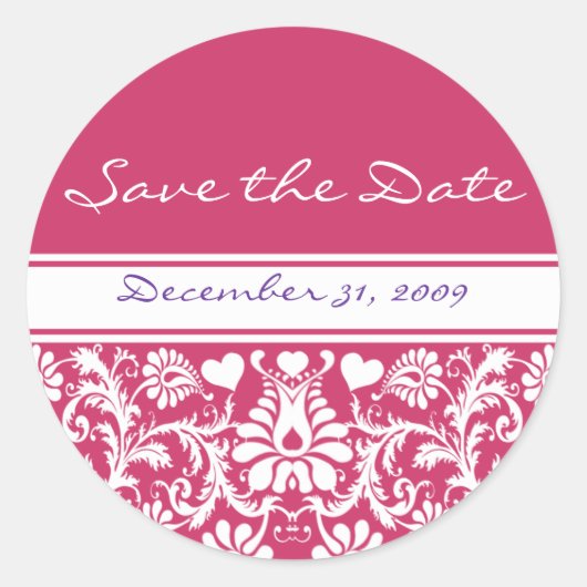 Elke kleur Damask  Floral Wedding Ronde Sticker (Voorkant)