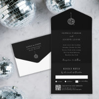 Elke kleur Disco Ball Black | QR-code voor bruilof