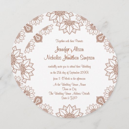 Elke kleur Henna Mandala Style Pattern Weddenschap Kaart (Voorkant / Achterkant)