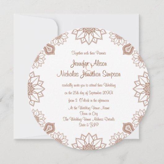 Elke kleur Henna Mandala Style Pattern Weddenschap Kaart (Voorkant)