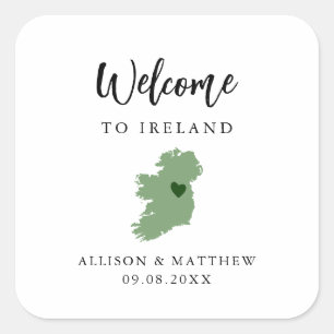 Elke Kleur Ierland WeduwWelkomsttas of doos Vierkante Sticker