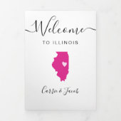 Elke kleur Illinois bruiloft welkomsttas reisschem Drieluik Programma (Cover)