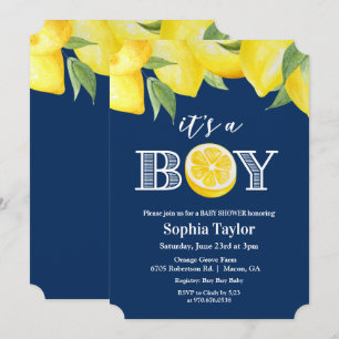 ELKE KLEUR - Jongen Citroen Baby Shower Uitnodigin Kaart