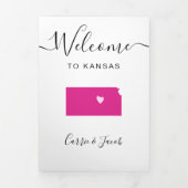 Elke kleur Kansas bruiloft welkom reisroute brief Drieluik Programma (Cover)