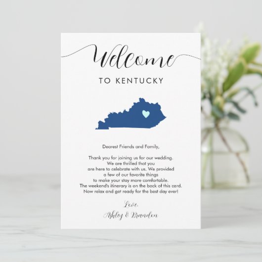 Elke kleur Kentucky bruiloft welkom notitie reissc (Staand voorkant)