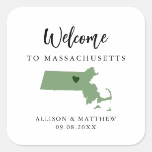 Elke Kleur Massachusetts Weddenschap Welkomsttas o Vierkante Sticker