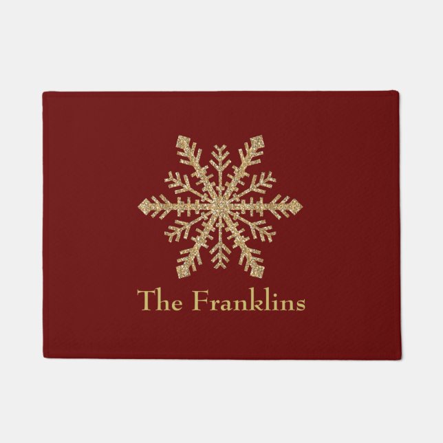 Elke kleur met Gold Glitter Snowflake Deurmat (Voorkant)