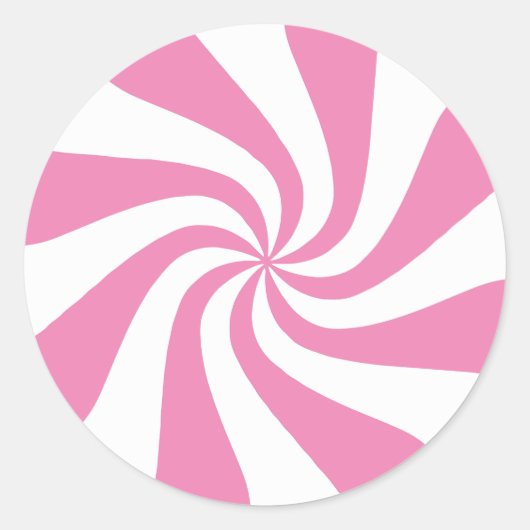Elke kleur met witte peppermint-wervelstructuurrok ronde sticker (Voorkant)