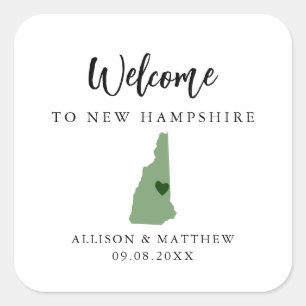 Elke kleur New Hampshire Weddenschap Welkomsttas o Vierkante Sticker