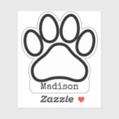 Elke kleur Paw Print Outline Monogram Laptop Sticker (Vel)