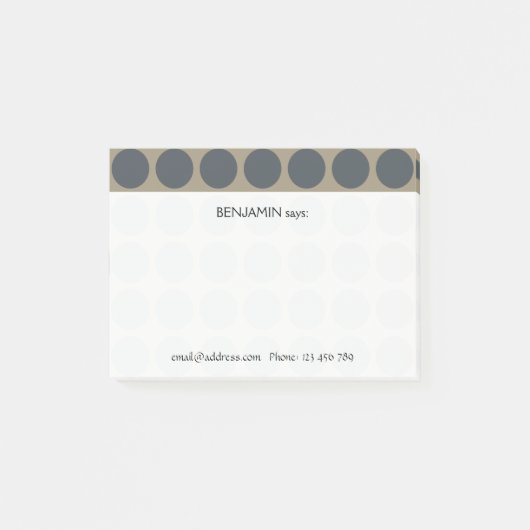  elke kleur Polka Dots Pattern op Latte Post-it® Notes (Voorkant)