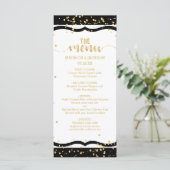 Elke kleur strepen & gouden Confetti bruiloft menu (Staand voorkant)