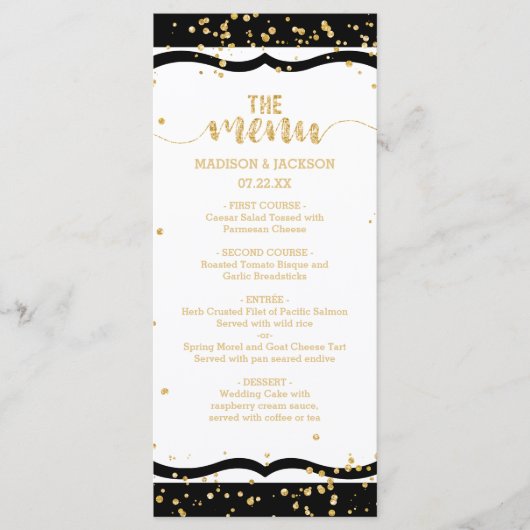 Elke kleur strepen & gouden Confetti bruiloft menu (Voorkant)