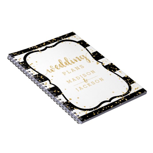 Elke kleur strepen & gouden Confetti bruiloft plan Notitieboek (Rechterzijde)