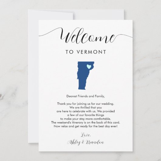 Elke kleur Vermont bruiloft welkom route (Voorkant)