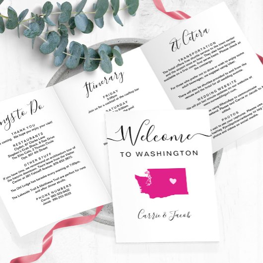 Elke kleur Washington kaart bruiloft welkom route