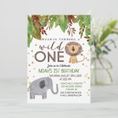 ELKE KLEUR - Wild ONE 1st Birthday Uitnodiging Jon (Staand voorkant)