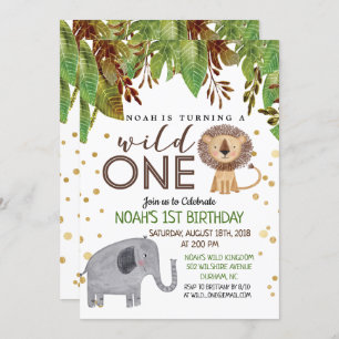 ELKE KLEUR - Wild ONE 1st Birthday Uitnodiging Jon
