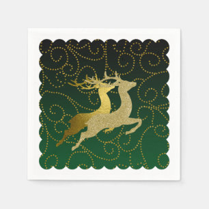 Elke kleurloze zwarte ombre Two Gold Reindeer Holi Servetten