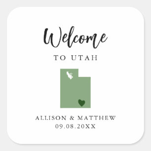 Elke kleurrijke Utah Weddenschap Welkomsttas Vierkante Sticker