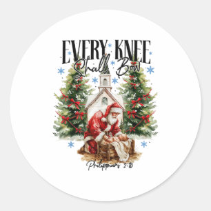 Elke Knie Zal Buigen Geboorte Scene Religieus Chri Ronde Sticker