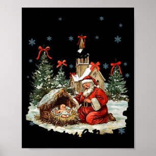 Elke Knie Zal Buigen Grappige Kerststal Kerstmis Poster
