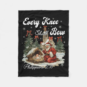 Elke knie zal Christelijke kerst buigen Fleece Deken