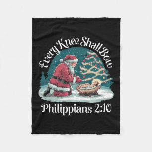 Elke knie zal Jezus buigen Christelijk Kerstman Ch Fleece Deken