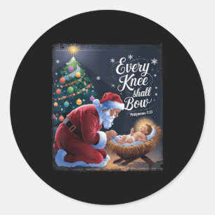 Elke knie zal Jezus buigen Christelijk Kerstman Ch Ronde Sticker