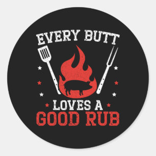 Elke kont houdt van een goede wrijf BBQ grillen ba Ronde Sticker