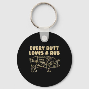 Elke kont houdt van een wrijfvarken grappige BBQ g Sleutelhanger