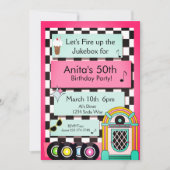 Elke leeftijd, 1950's Diner Birthday Uitnodiging (Voorkant)