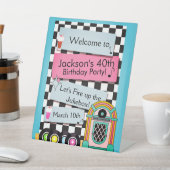 Elke leeftijd, 1950's Diner Birthday Welkomstteken Reclamebord Met Voetstuk (Insitu)